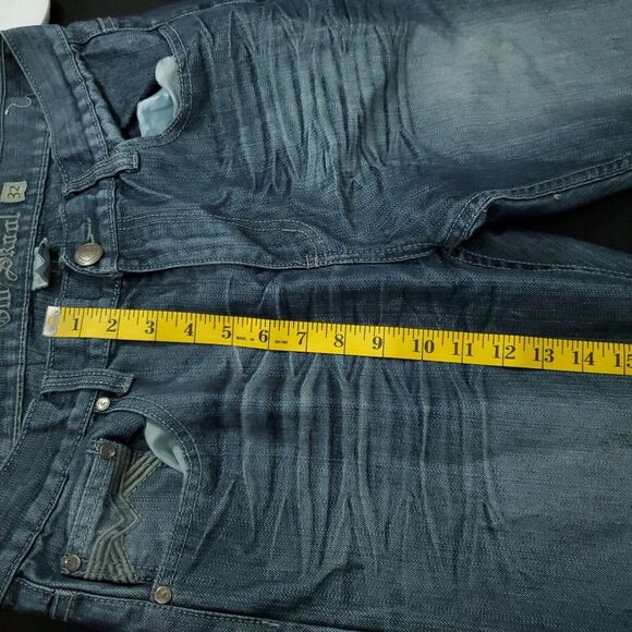 Old Skool Jeans 32 Men's Baggy Y2K Hip Hop Metallic Denim Streetwear‎ Straight - Picture 5 of 16